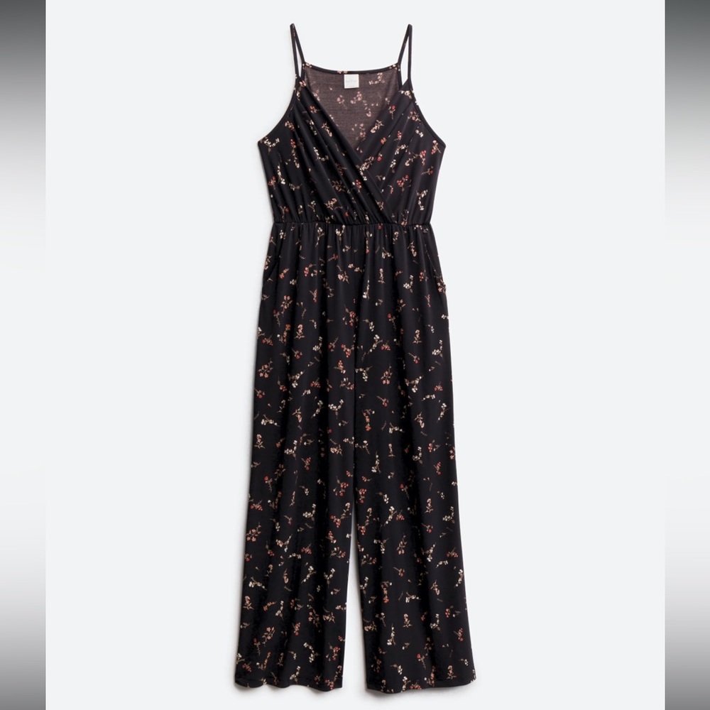 Black Knit Floral Jumpsuit